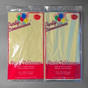 2 Pale Yellow Plastic Rectangular Table Covers
